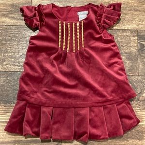 Tahari Holiday dress red velvet gold sequins for 3T girl